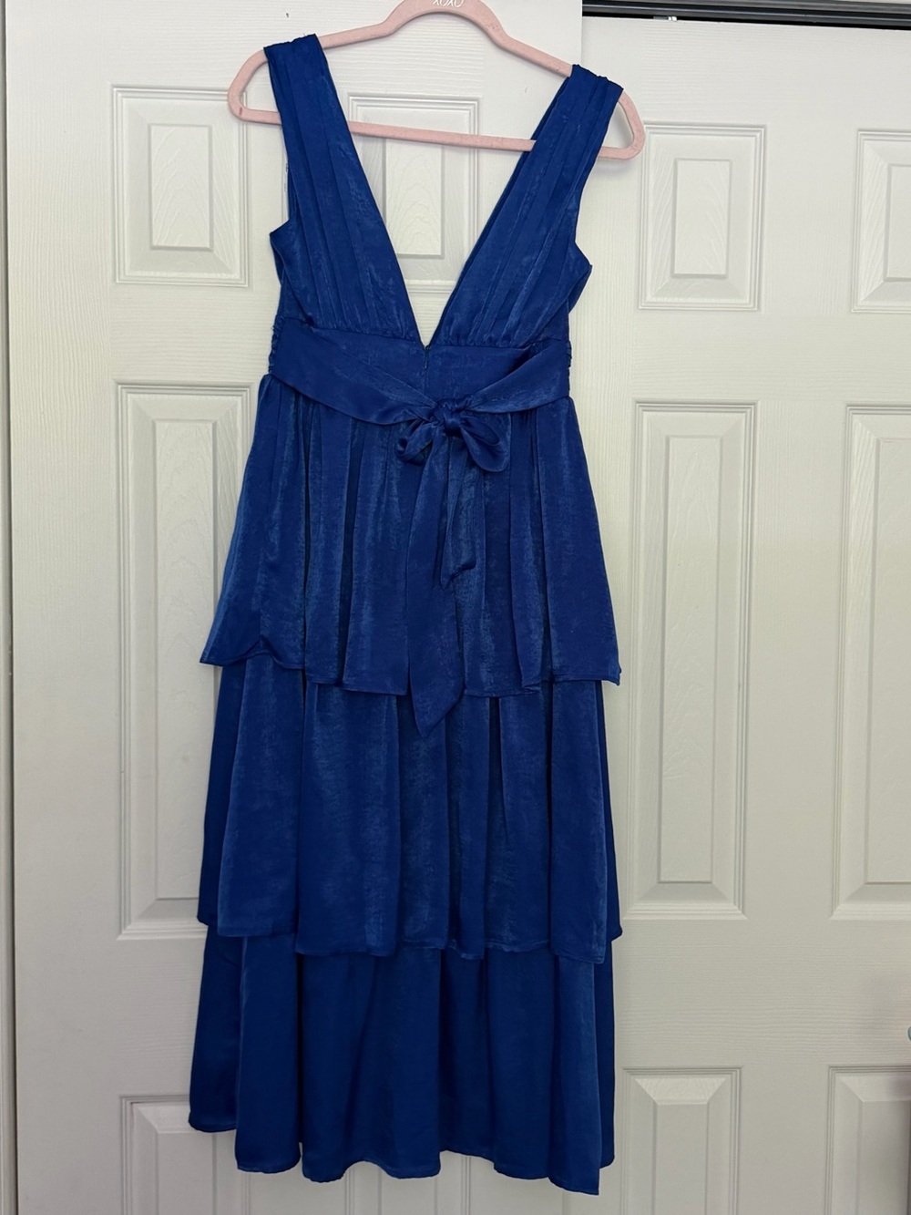 Lulu's Royal Blue Tiered Maxi Dress with Waist Tie - Picture 2 of 7